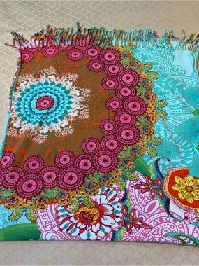 Desigual Spain Floral Medallion Multicolor Cotton Beach Towel Blanket